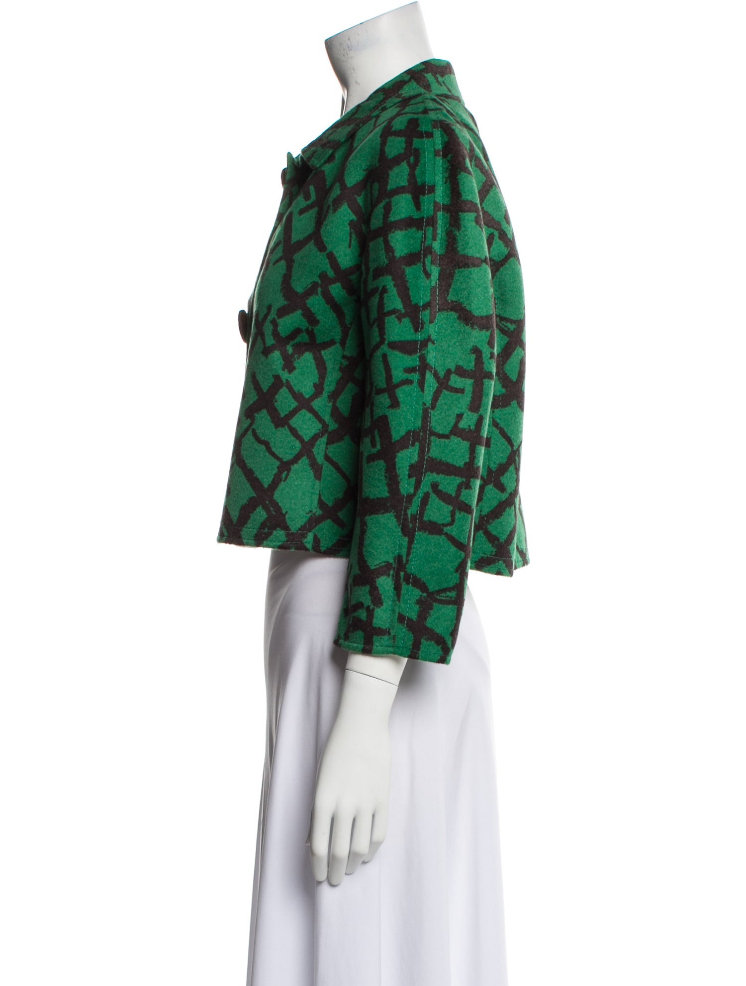 Oscar de la Renta Wool Printed Evening Jacket