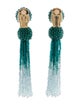 Oscar de la Renta Bead & Crystal Ombre Clip-On Tassel Earrings