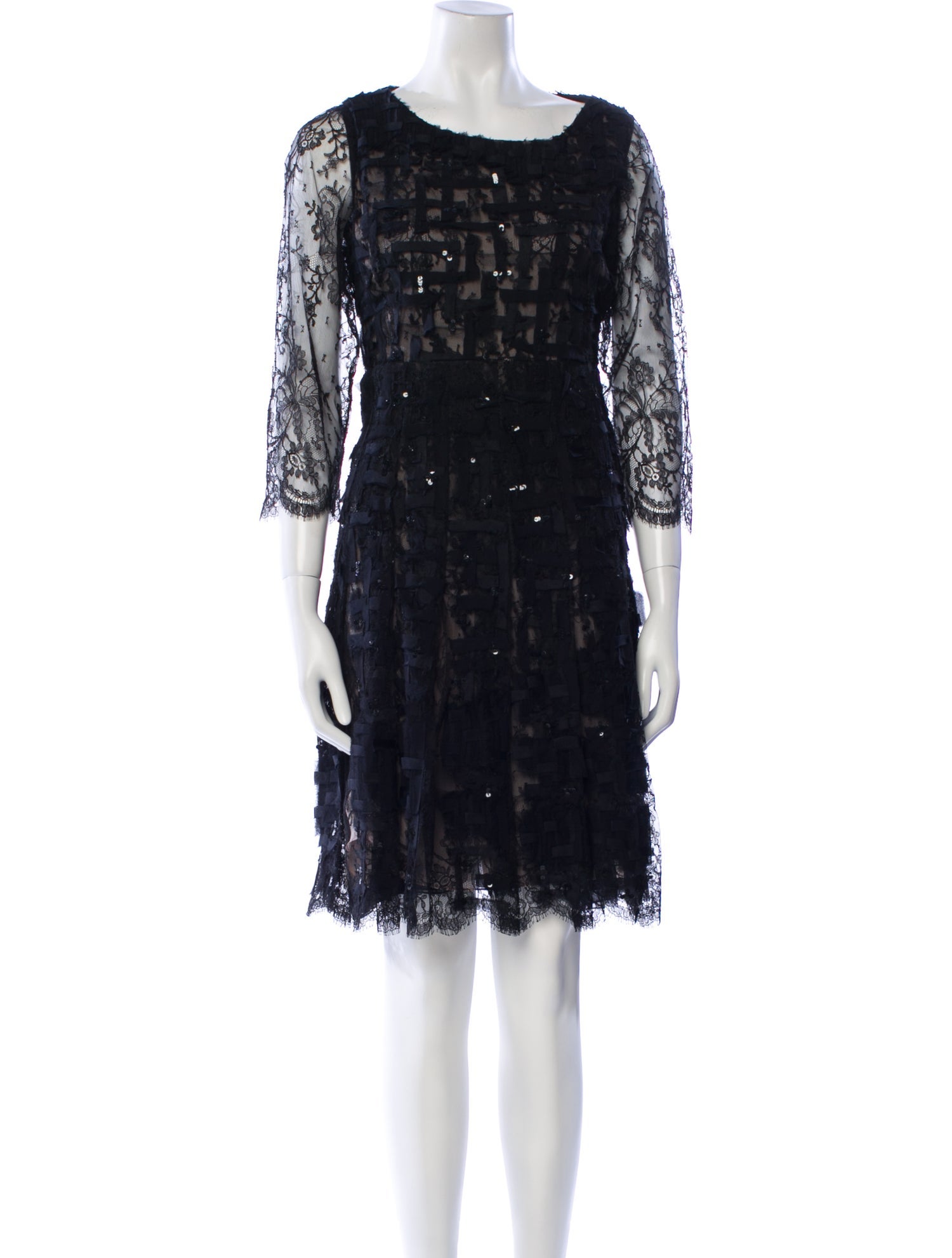 Oscar de la Renta Lace Pattern Knee-Length Dress