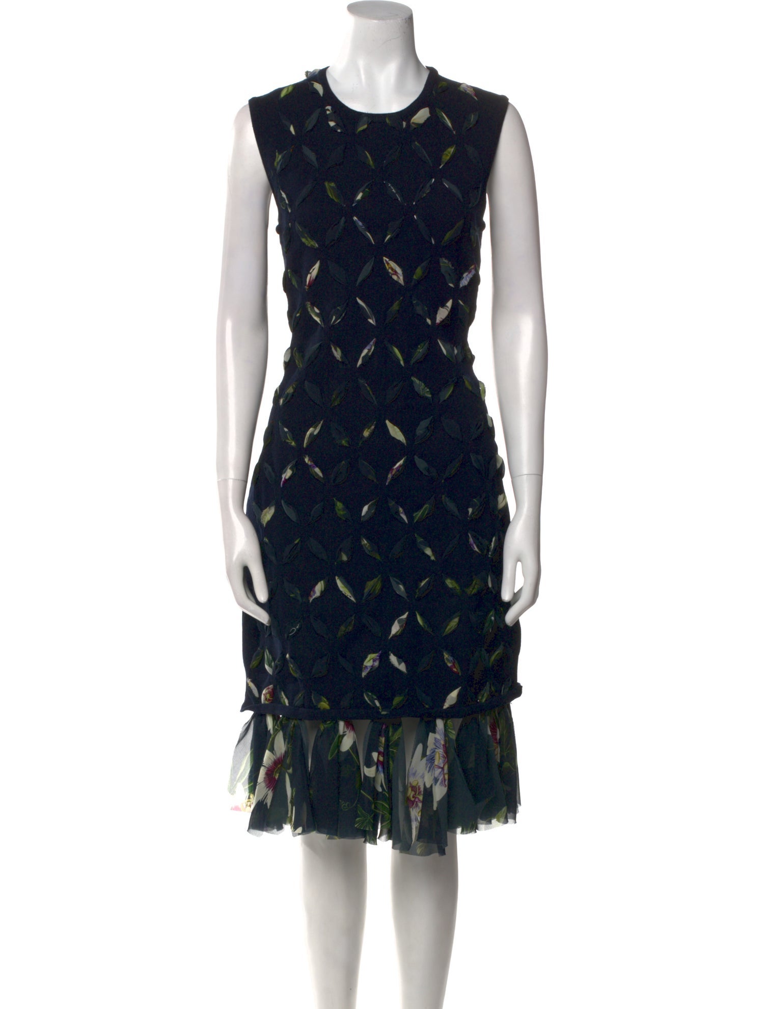 Oscar de la Renta Printed Midi Length Dress