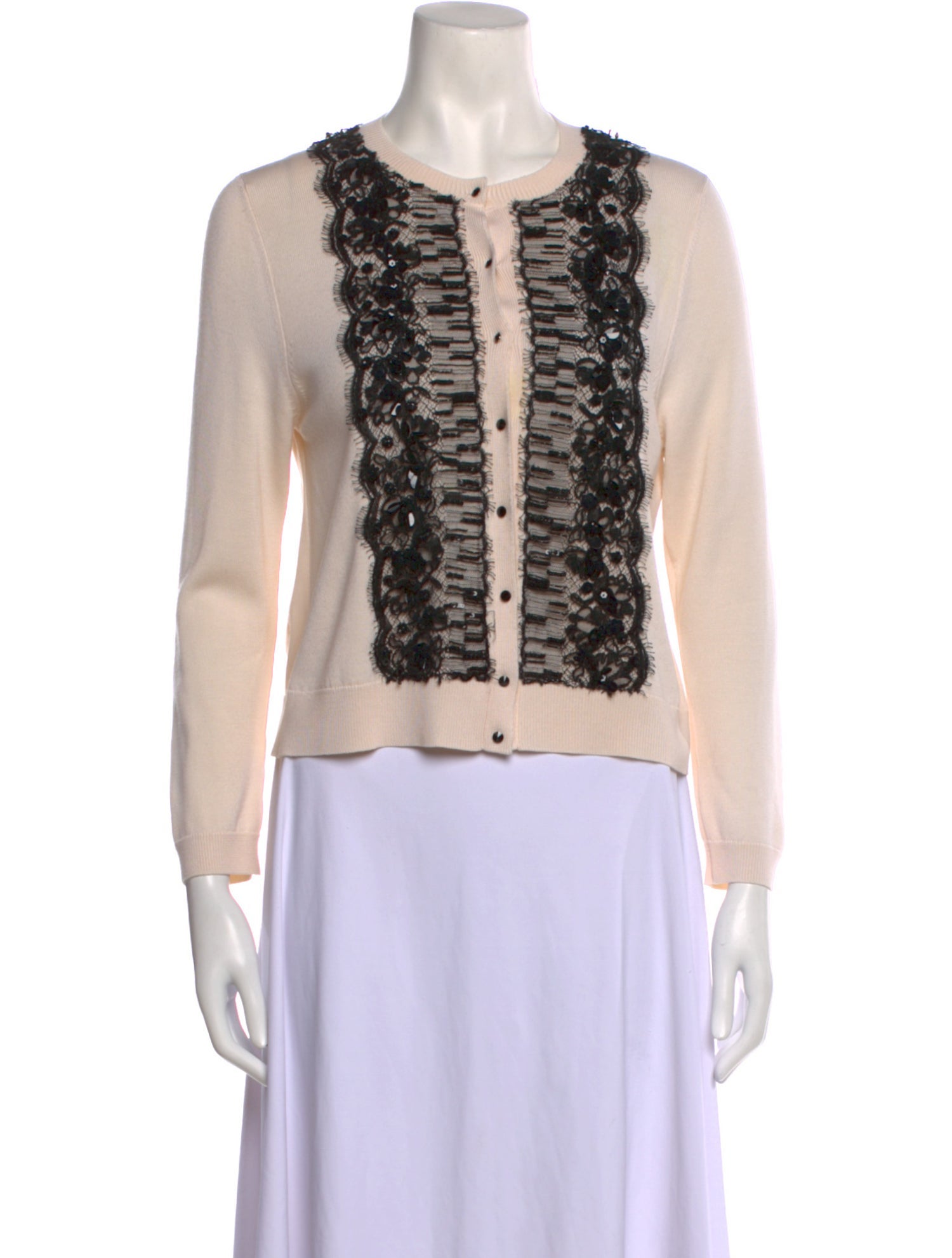 Oscar de la Renta Virgin Wool Crew Neck Sweater