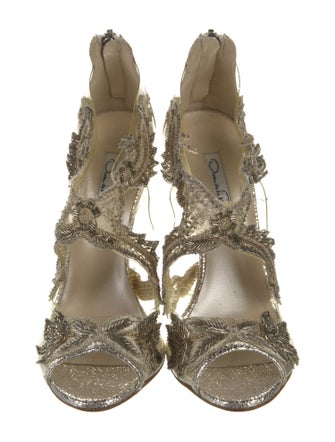 Oscar de la Renta PVC Beaded Accents D'Orsay Pumps