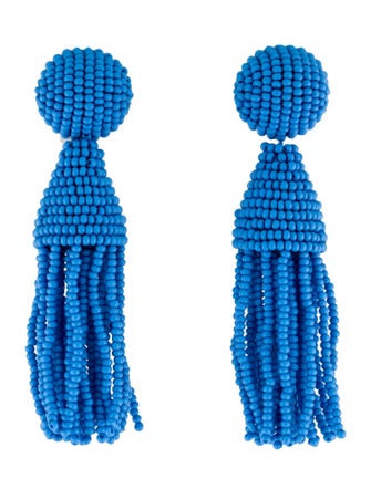Oscar de la Renta Bead Classic Short Tassel Clip-On Earrings