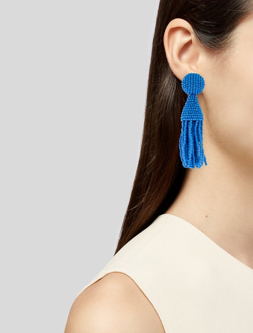 Oscar de la Renta Bead Classic Short Tassel Clip-On Earrings