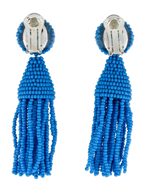 Oscar de la Renta Bead Classic Short Tassel Clip-On Earrings