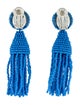 Oscar de la Renta Bead Classic Short Tassel Clip-On Earrings