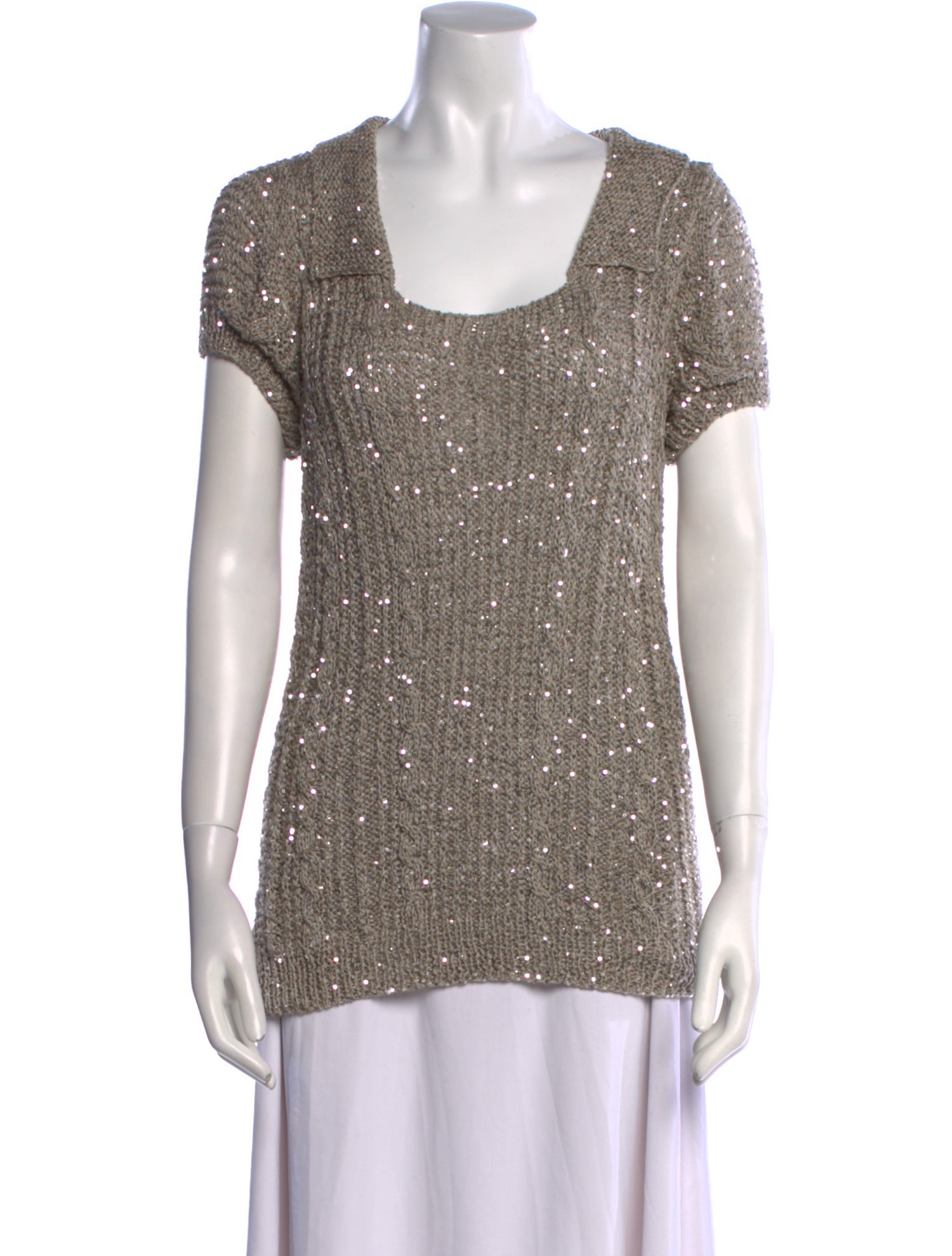 Oscar de la Renta Silk Square Neckline Sweater