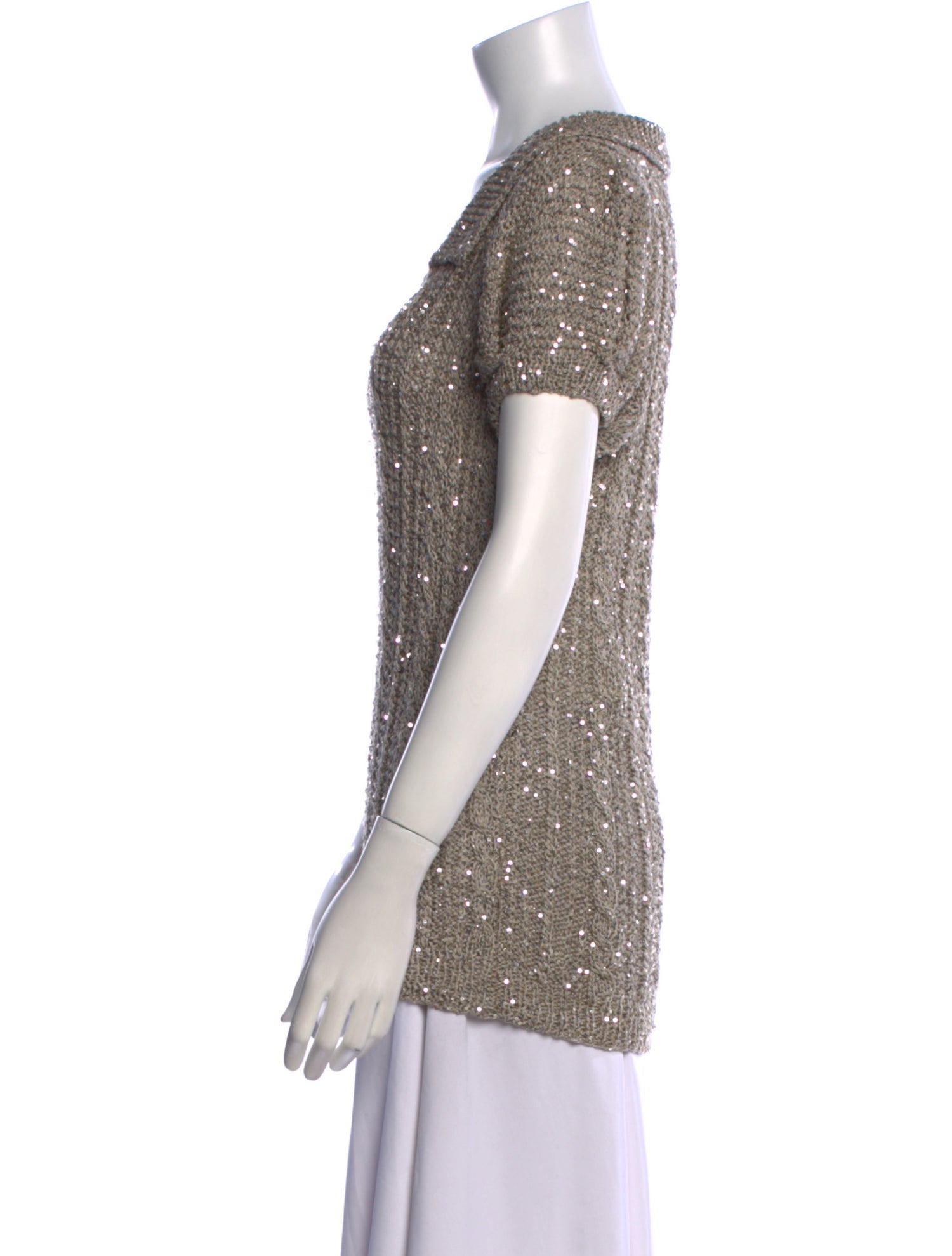 Oscar de la Renta Silk Square Neckline Sweater