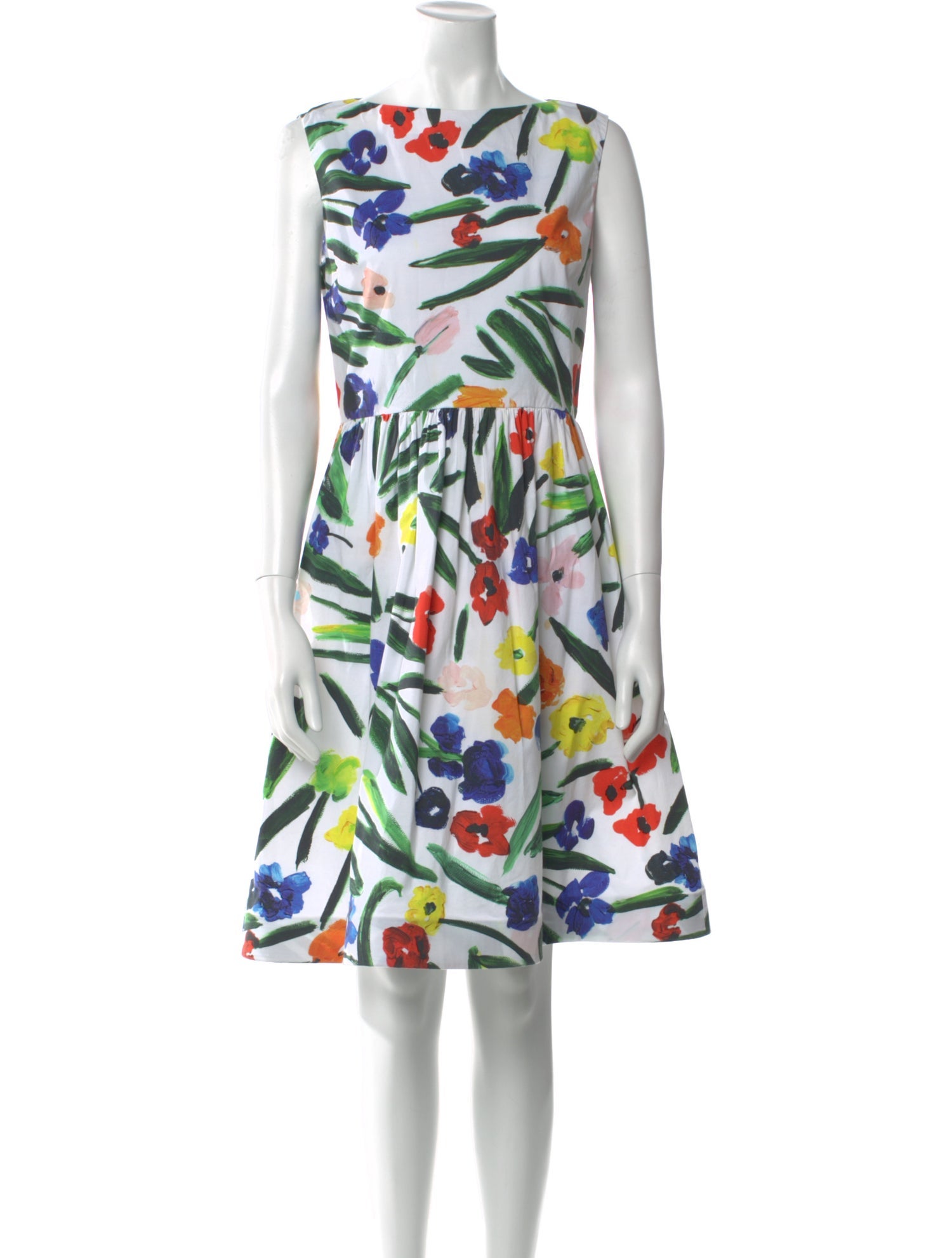 Oscar de la Renta Floral Print Knee-Length Dress