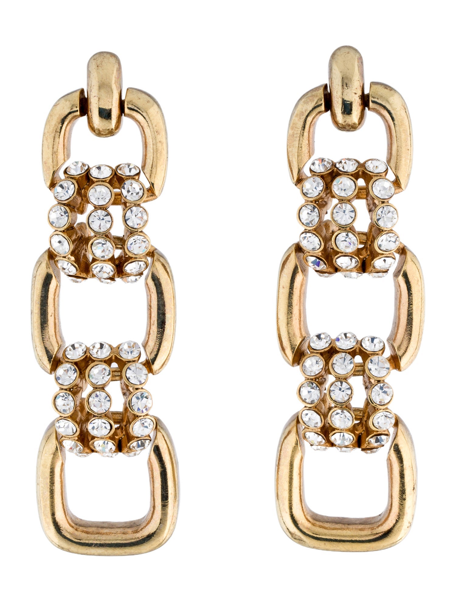 Oscar de la Renta Crystal Door Knocker Earrings