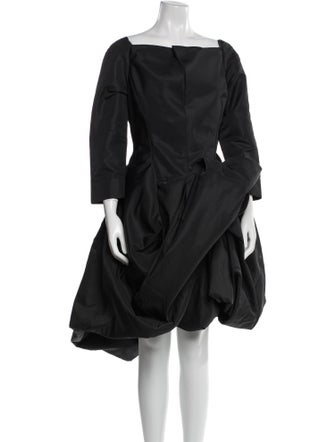 Oscar de la Renta Square Neckline Midi Length Dress