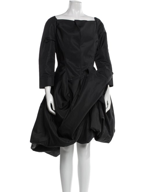 Oscar de la Renta Square Neckline Midi Length Dress