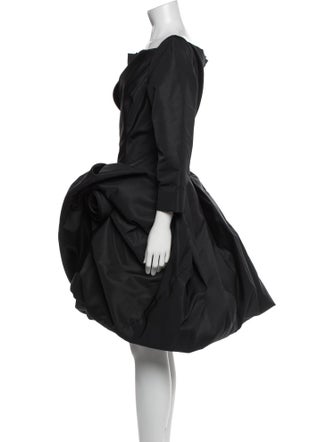 Oscar de la Renta Square Neckline Midi Length Dress