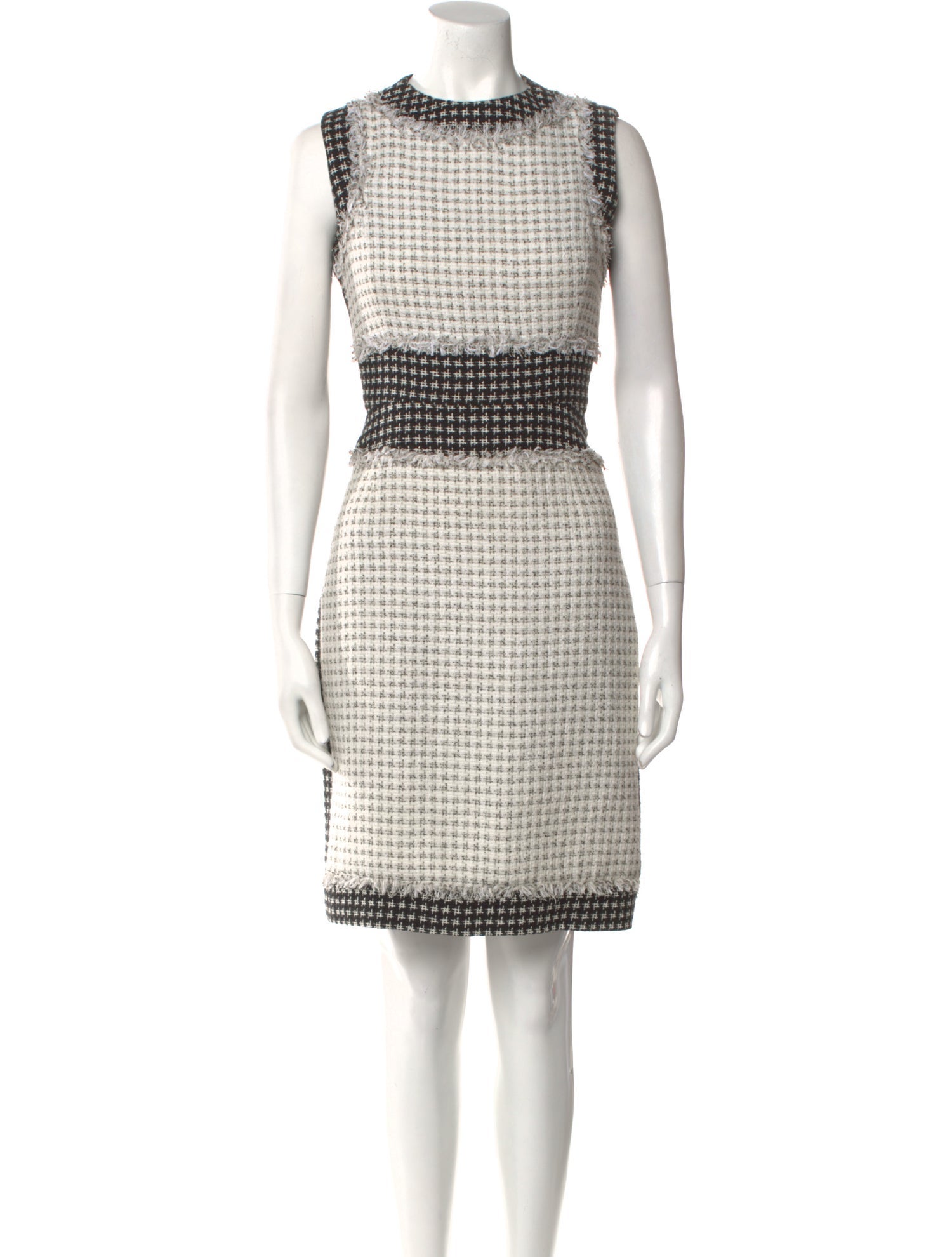 Oscar de la Renta Tweed Pattern Knee-Length Dress