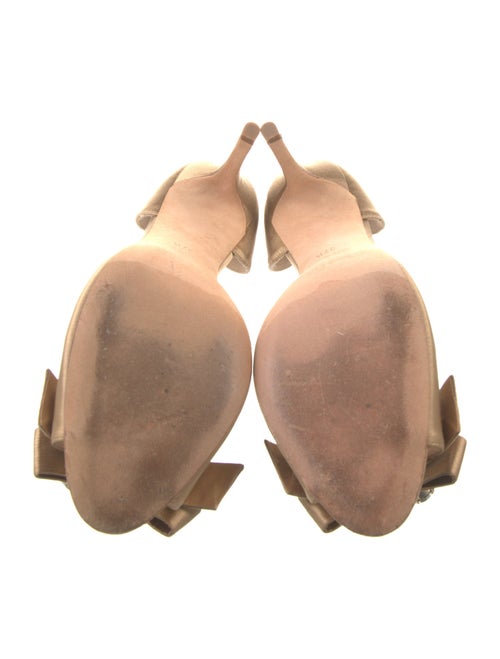 Oscar de la Renta Satin Bow Accents D'Orsay Pumps