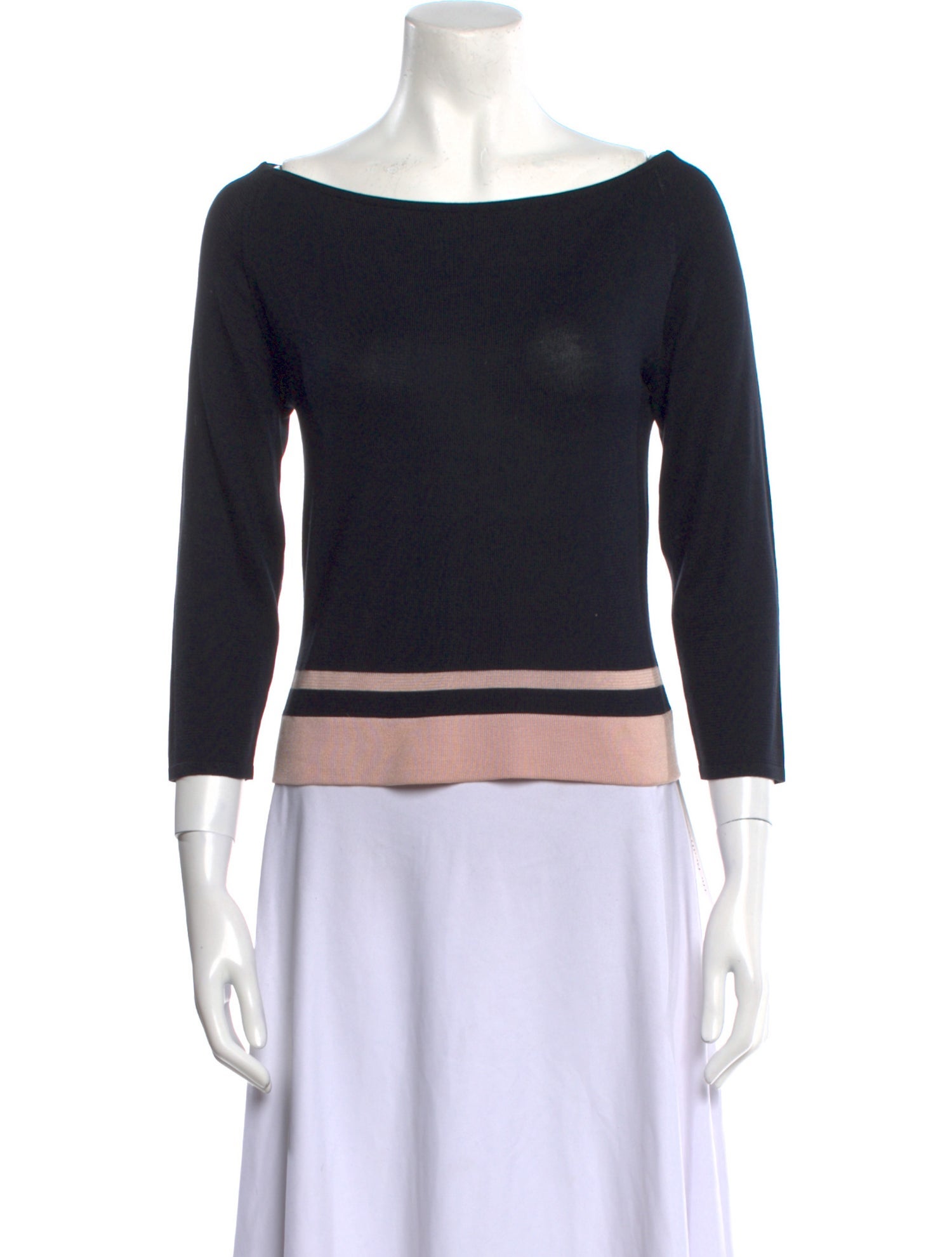 Oscar de la Renta Silk Bateau Neckline Top