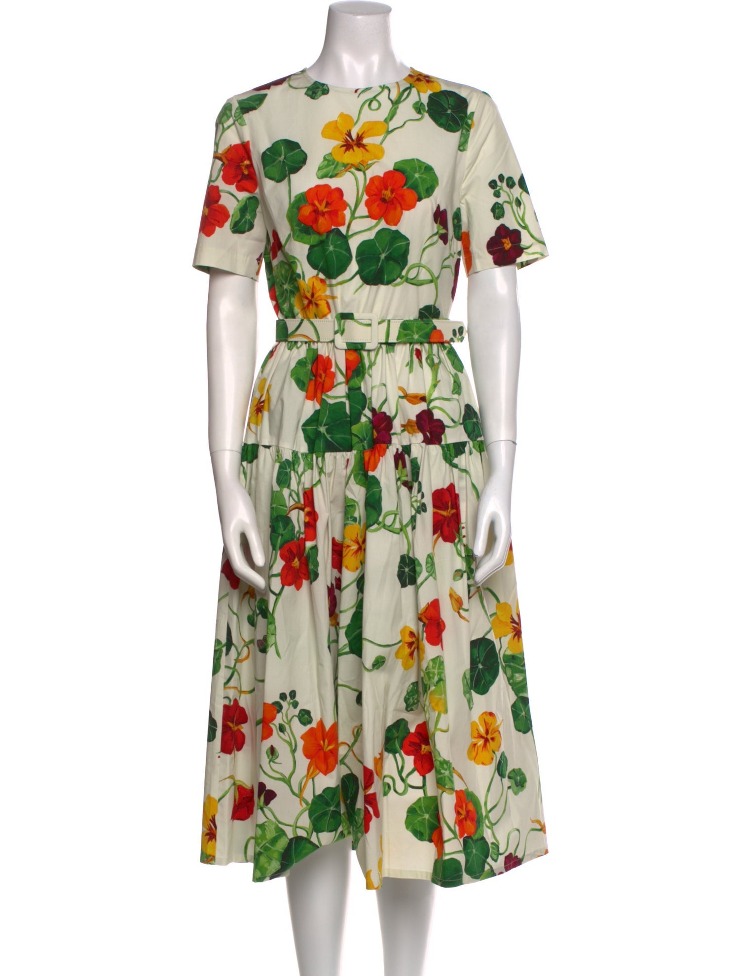 Oscar de la Renta Floral Print Midi Length Dress w/ Tags