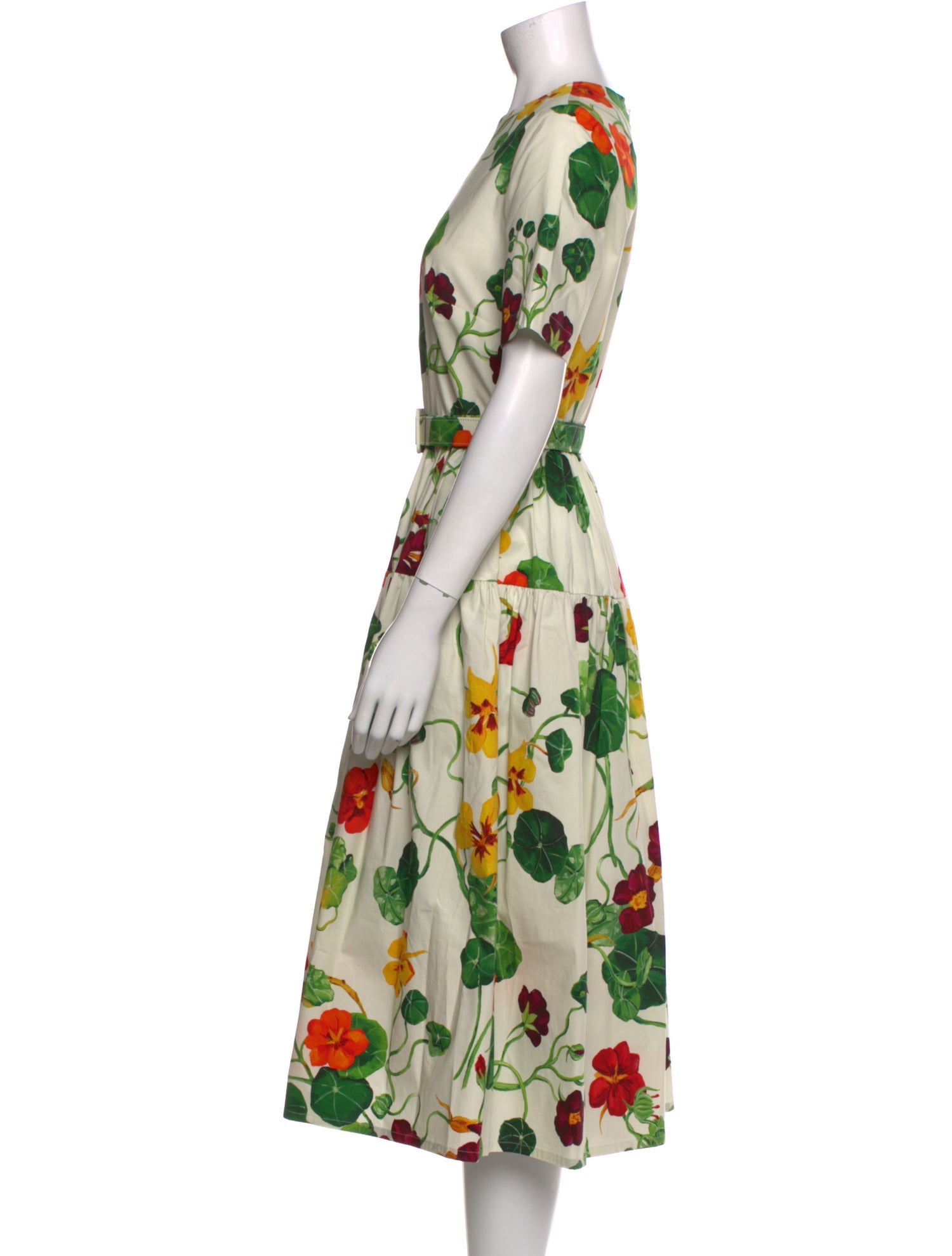 Oscar de la Renta Floral Print Midi Length Dress w/ Tags