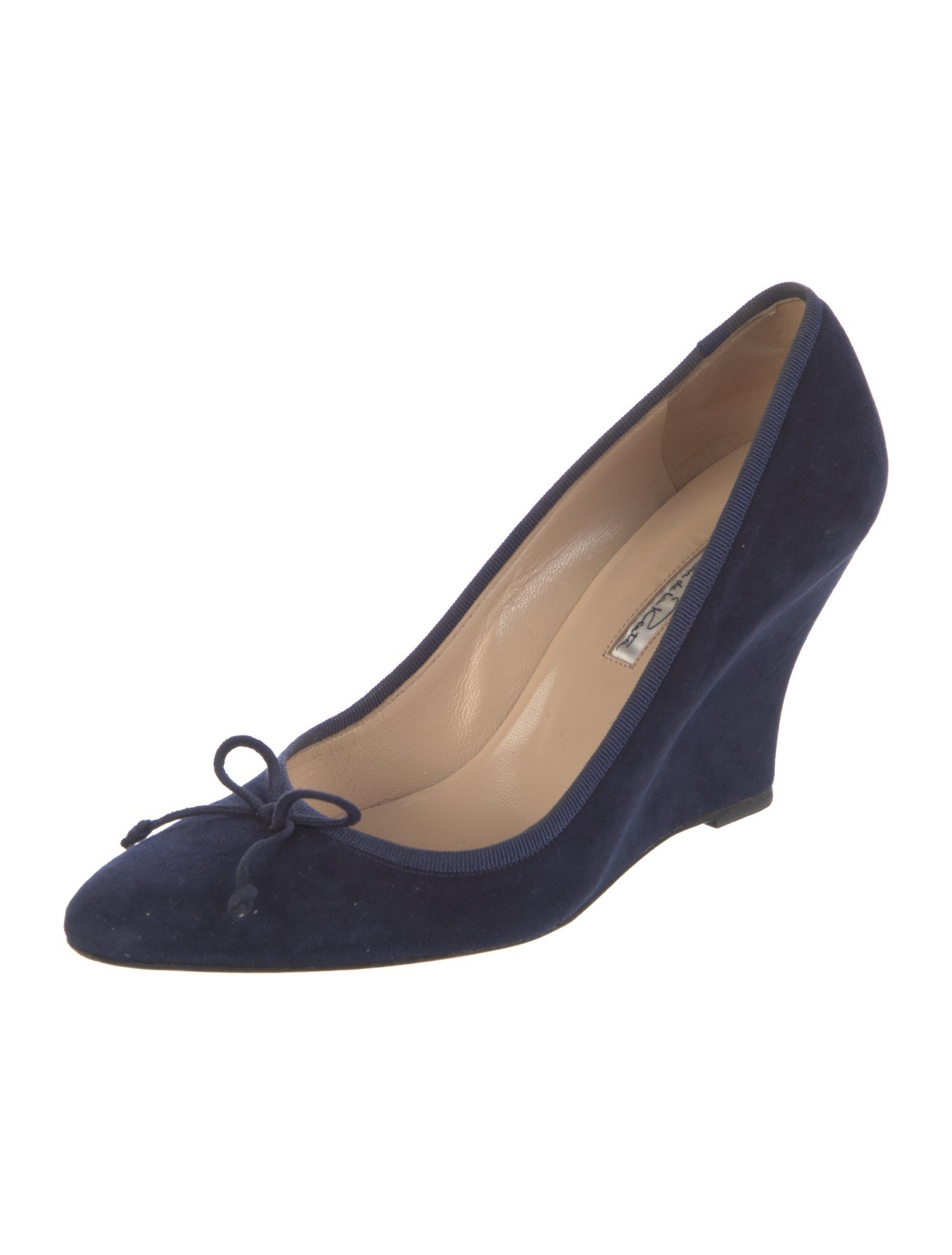 Oscar de la Renta Suede Bow Accents Pumps