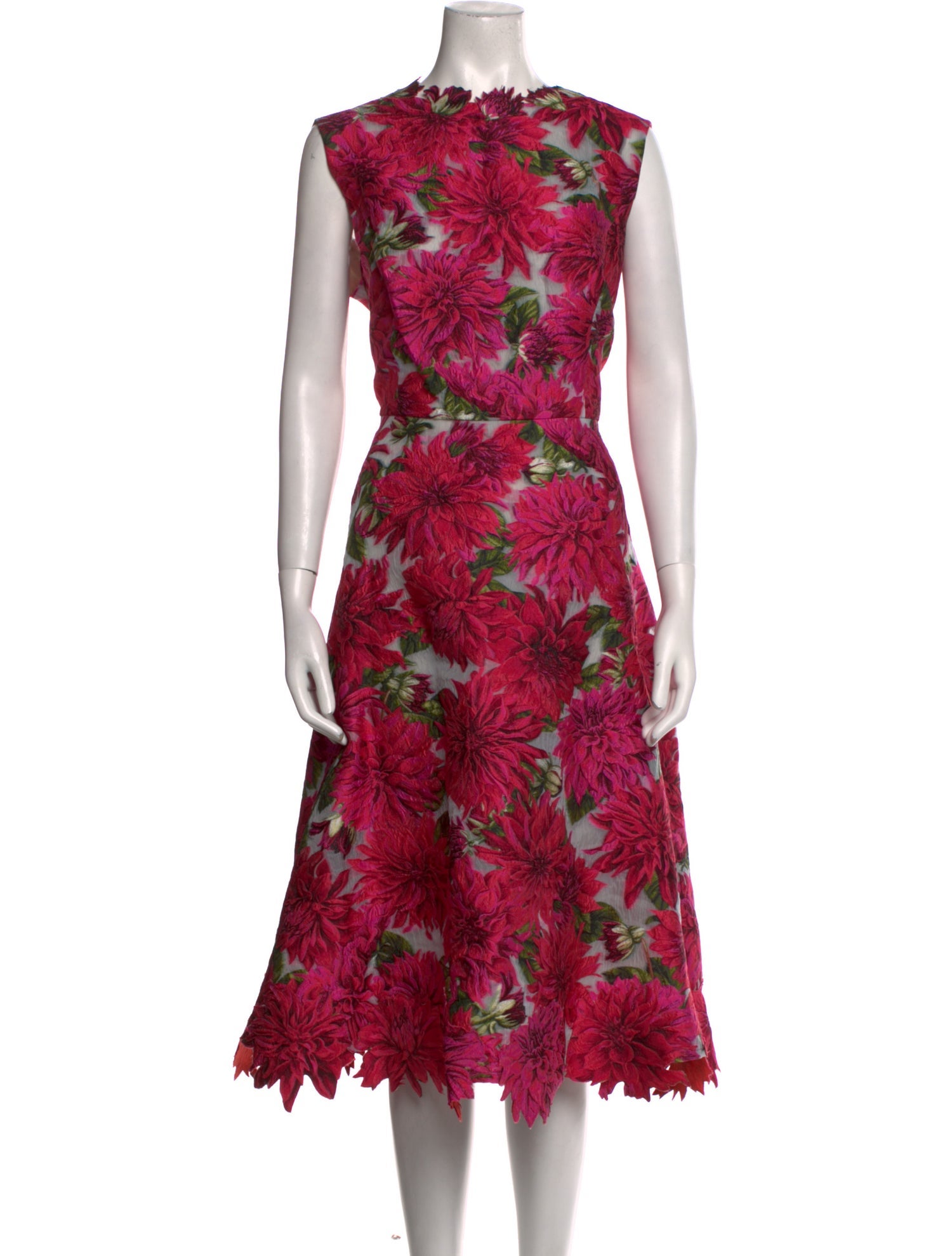 Oscar de la Renta Floral Print Midi Length Dress w/ Tags