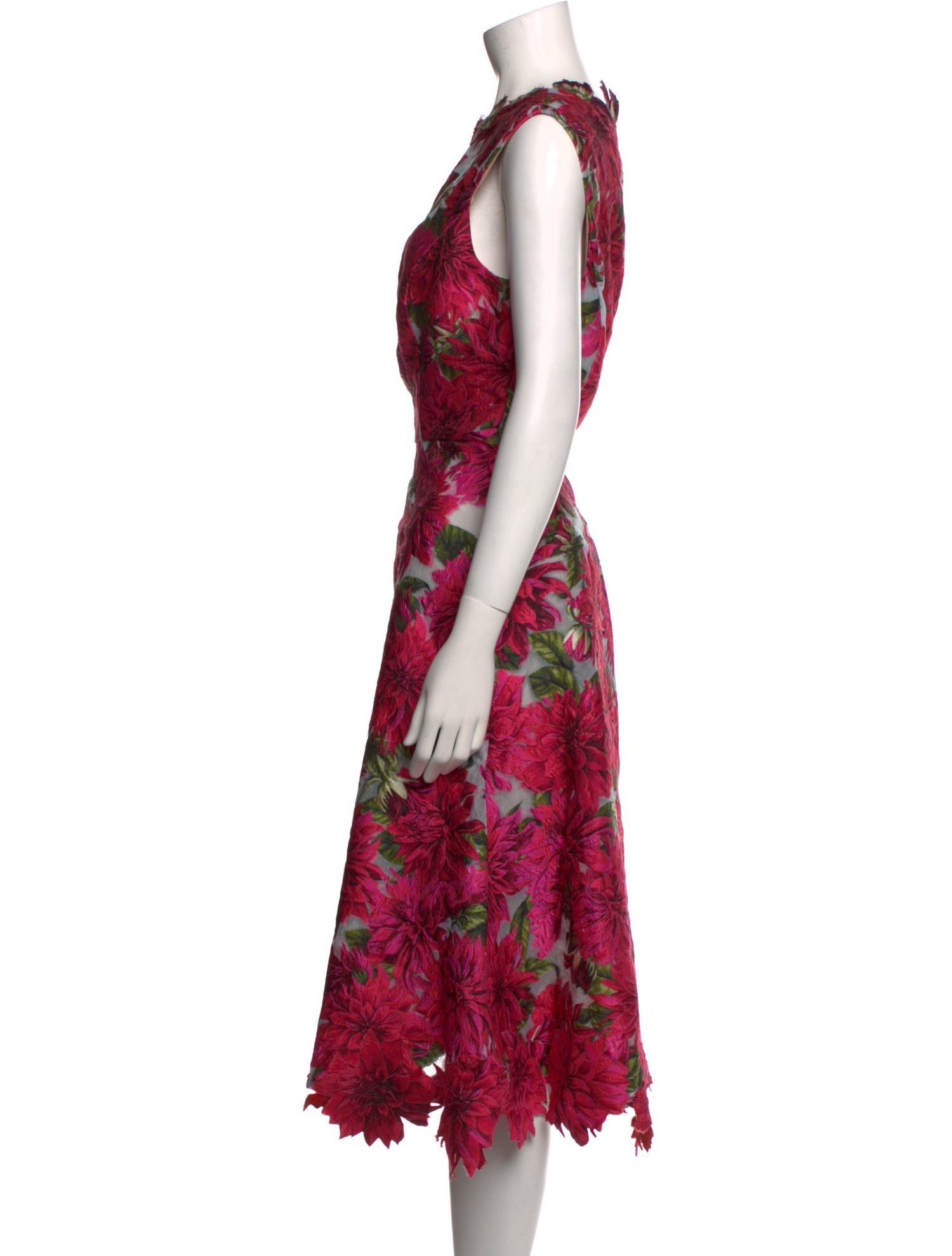 Oscar de la Renta Floral Print Midi Length Dress w/ Tags