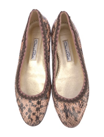 Oscar de la Renta Snakeskin Animal Print Ballet Flats