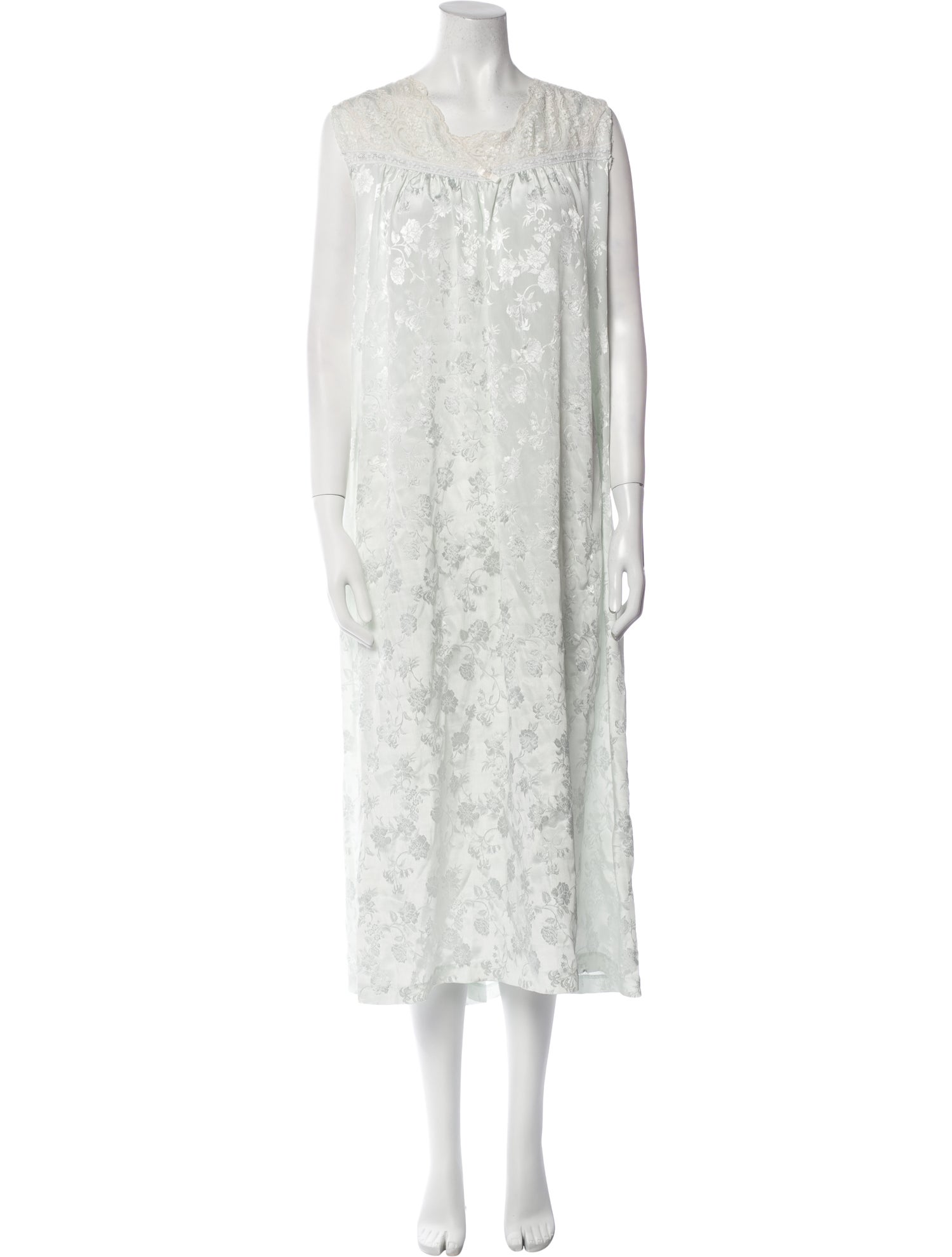 Oscar de la Renta Floral Print Bow Accents Nightgown