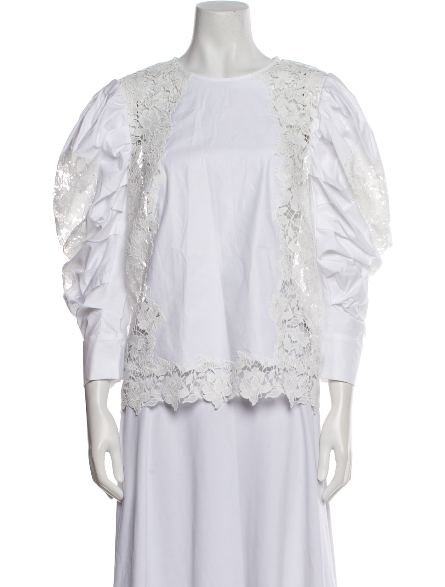 Oscar de la Renta Bateau Neckline Three-Quarter Sleeve Blouse