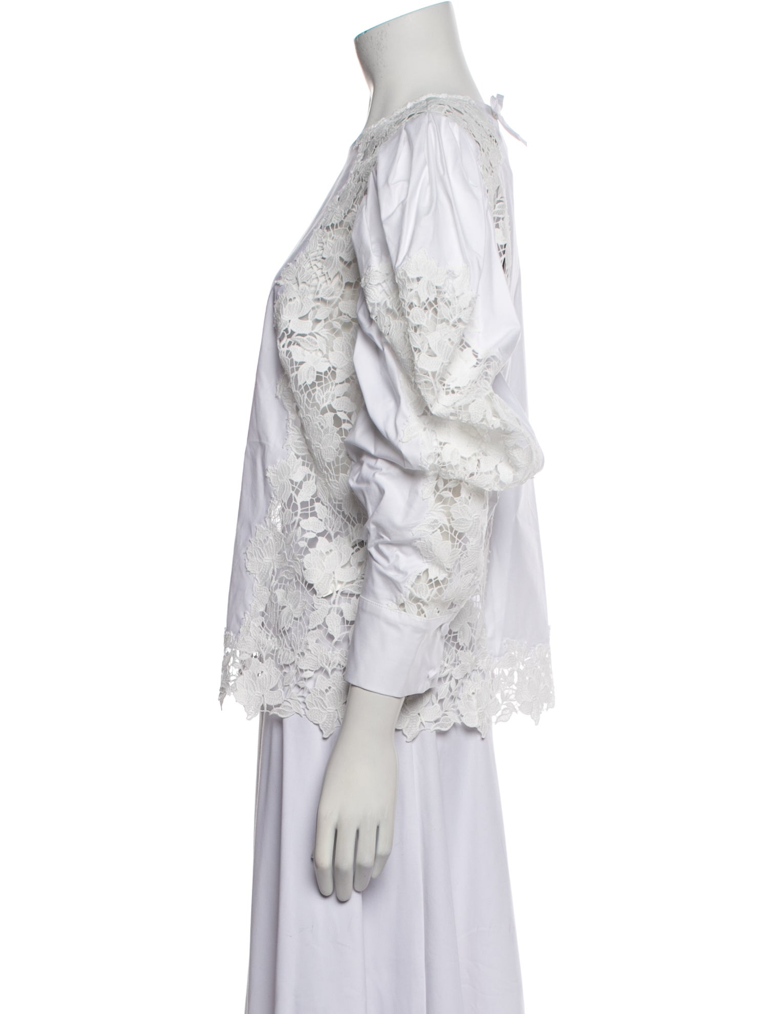 Oscar de la Renta Bateau Neckline Three-Quarter Sleeve Blouse