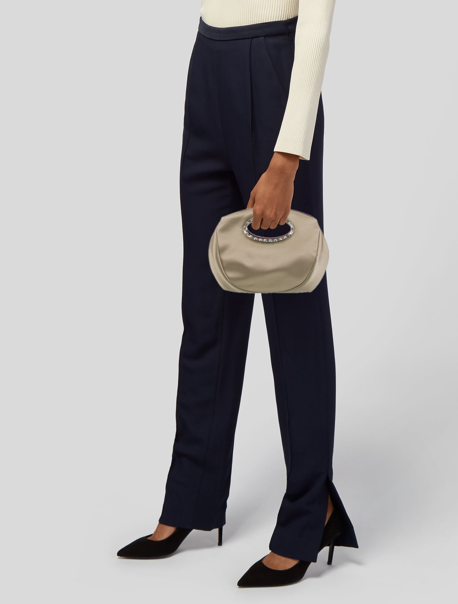 Oscar de la Renta Satin Top Handle Bag