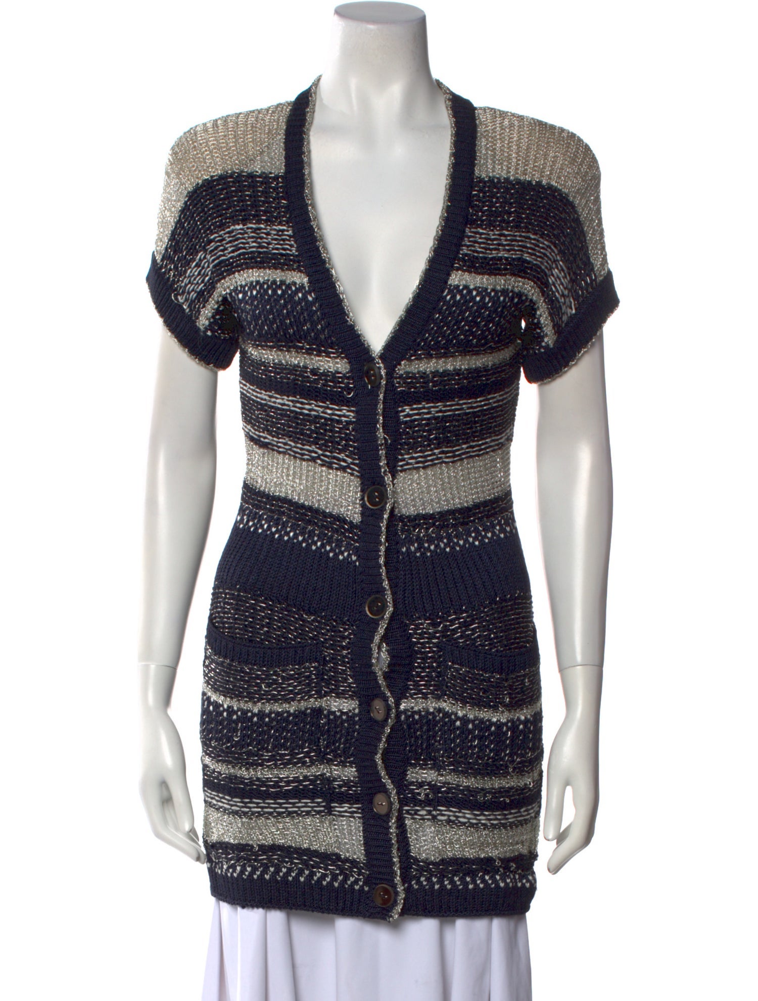 Oscar de la Renta Silk Striped Sweater