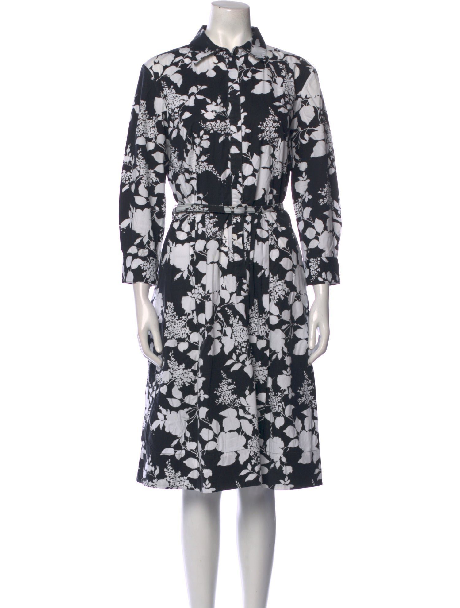 Oscar de la Renta Floral Print Midi Length Dress