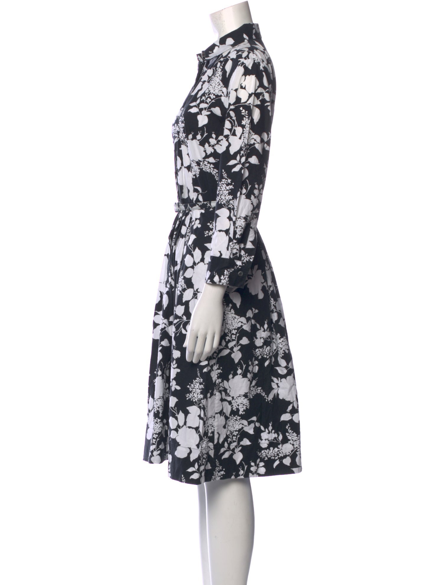 Oscar de la Renta Floral Print Midi Length Dress