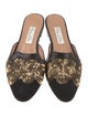 Oscar de la Renta Suede Sequin Embellishments Mules