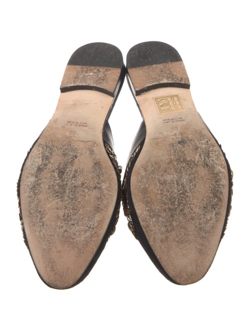 Oscar de la Renta Suede Sequin Embellishments Mules