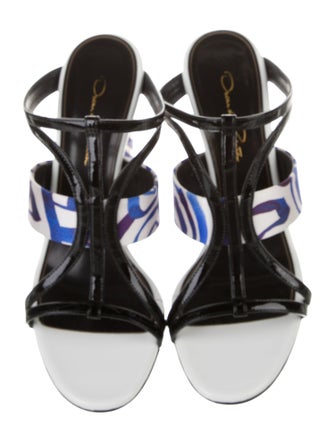 Oscar de la Renta Patent Leather Printed Slides