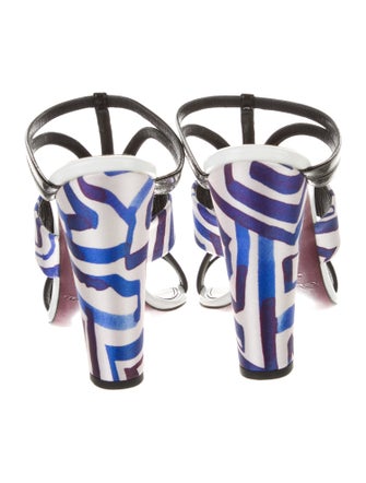 Oscar de la Renta Patent Leather Printed Slides
