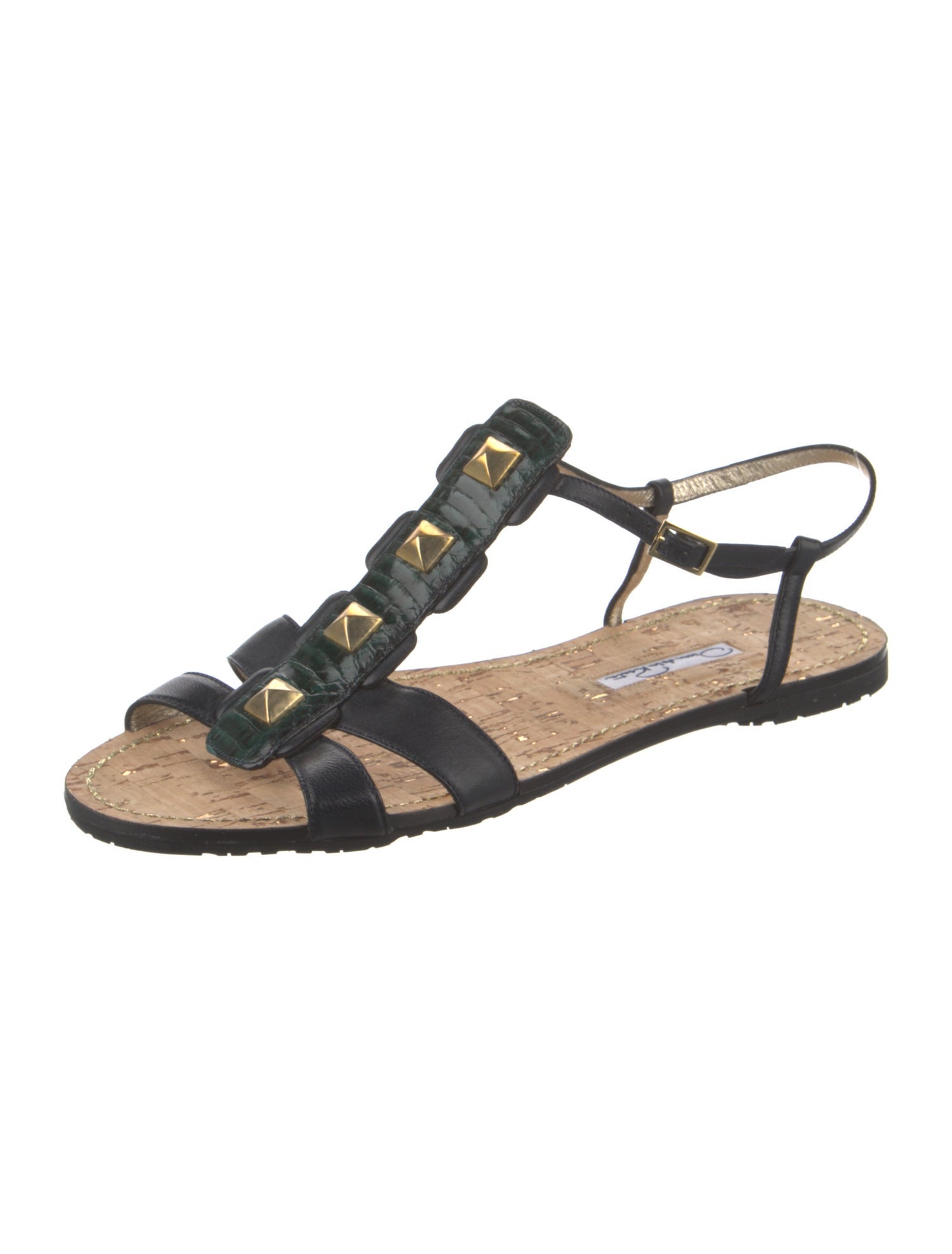 Oscar de la Renta Leather T-Strap Sandals