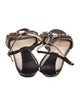 Oscar de la Renta Denim Crystal Embellishments T-Strap Sandals