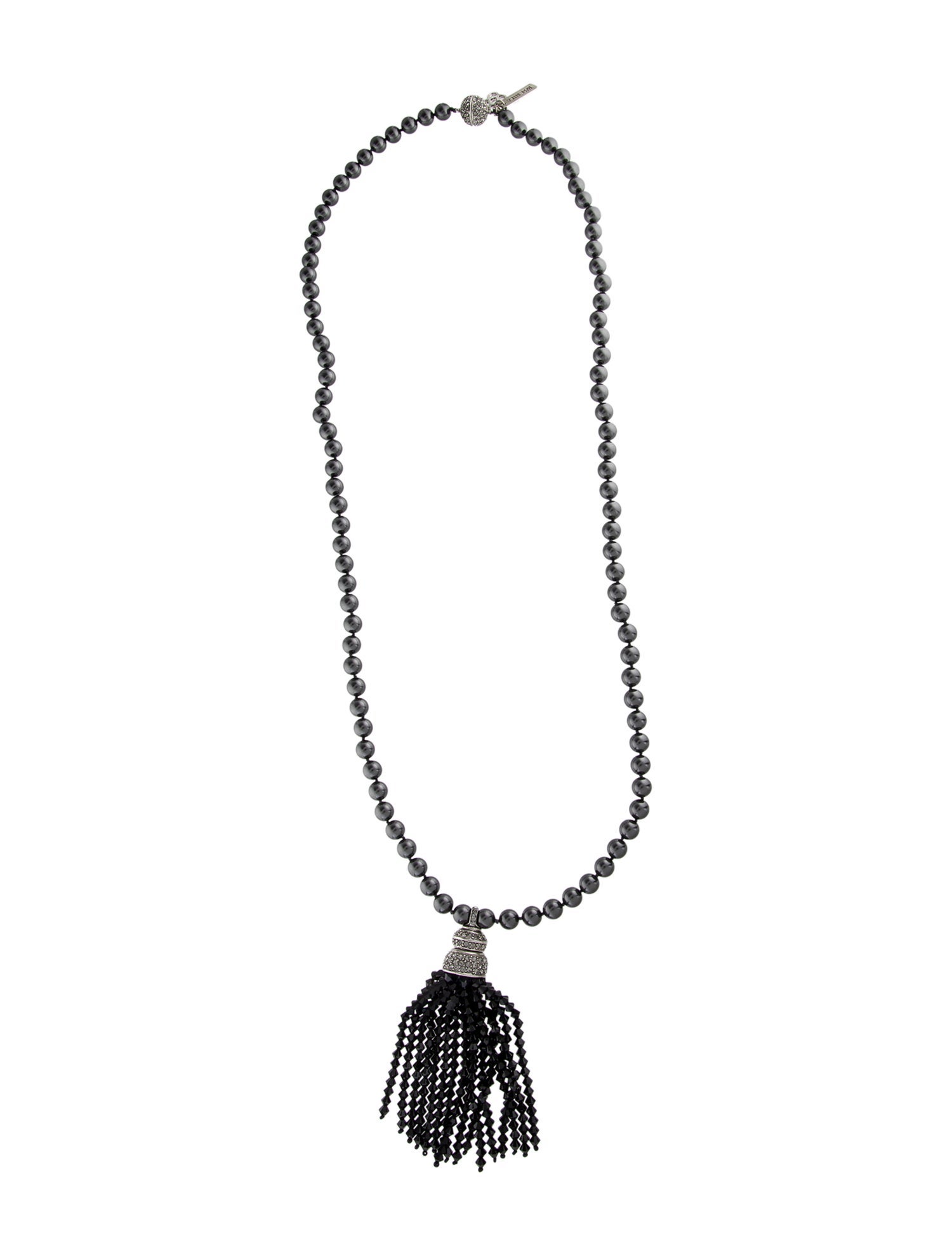 Oscar de la Renta Faux Pearl & Crystal Tassel Pendant Necklace