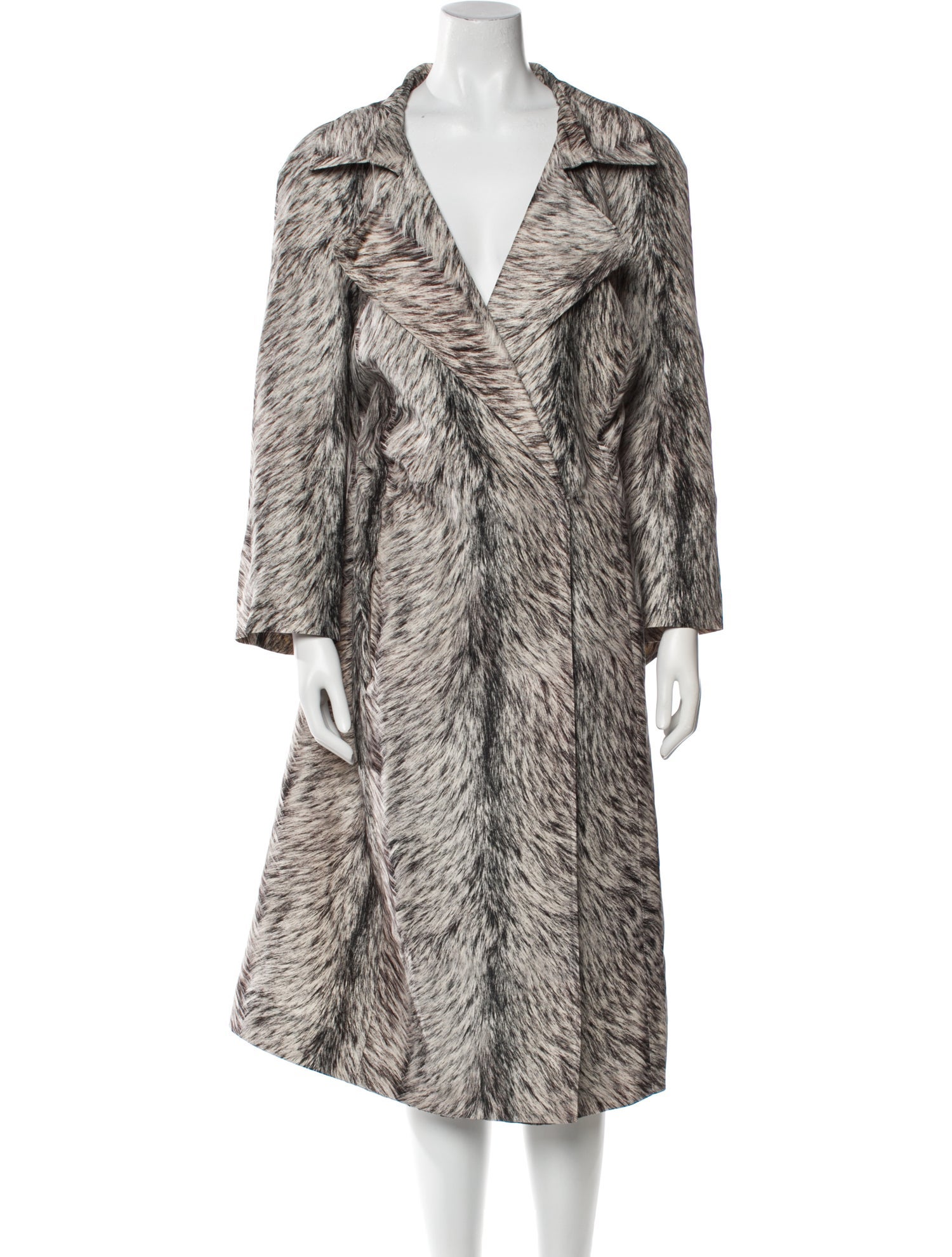 Oscar de la Renta Silk Faux Fur Coat