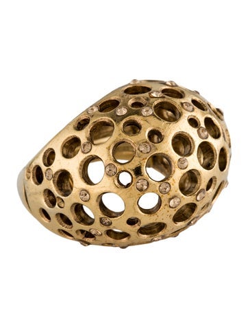Oscar de la Renta Cocktail Ring Crystal Cut Out Dome 5.75
