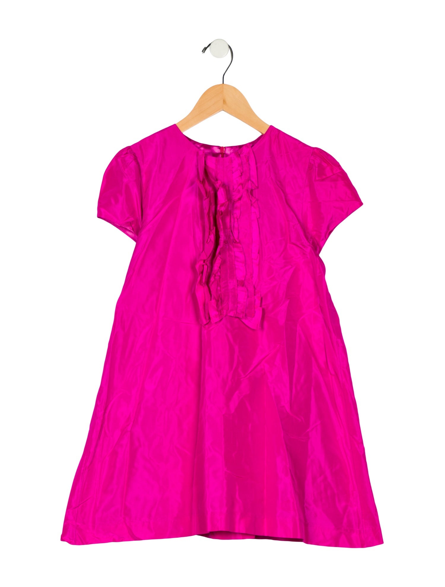 Oscar de la Renta Girls' Silk Short Sleeve Dress