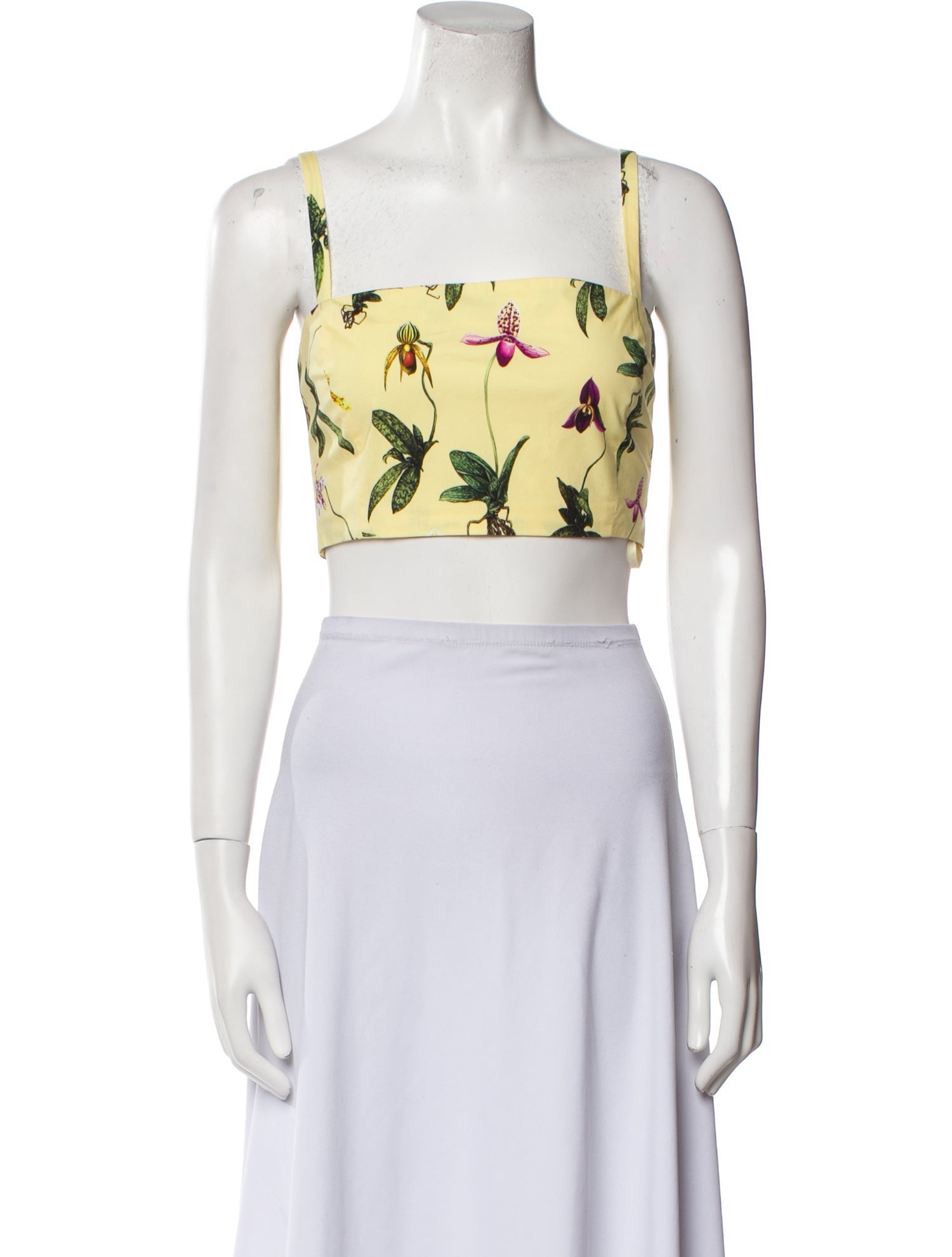 Oscar de la Renta Printed Square Neckline Crop Top w/ Tags