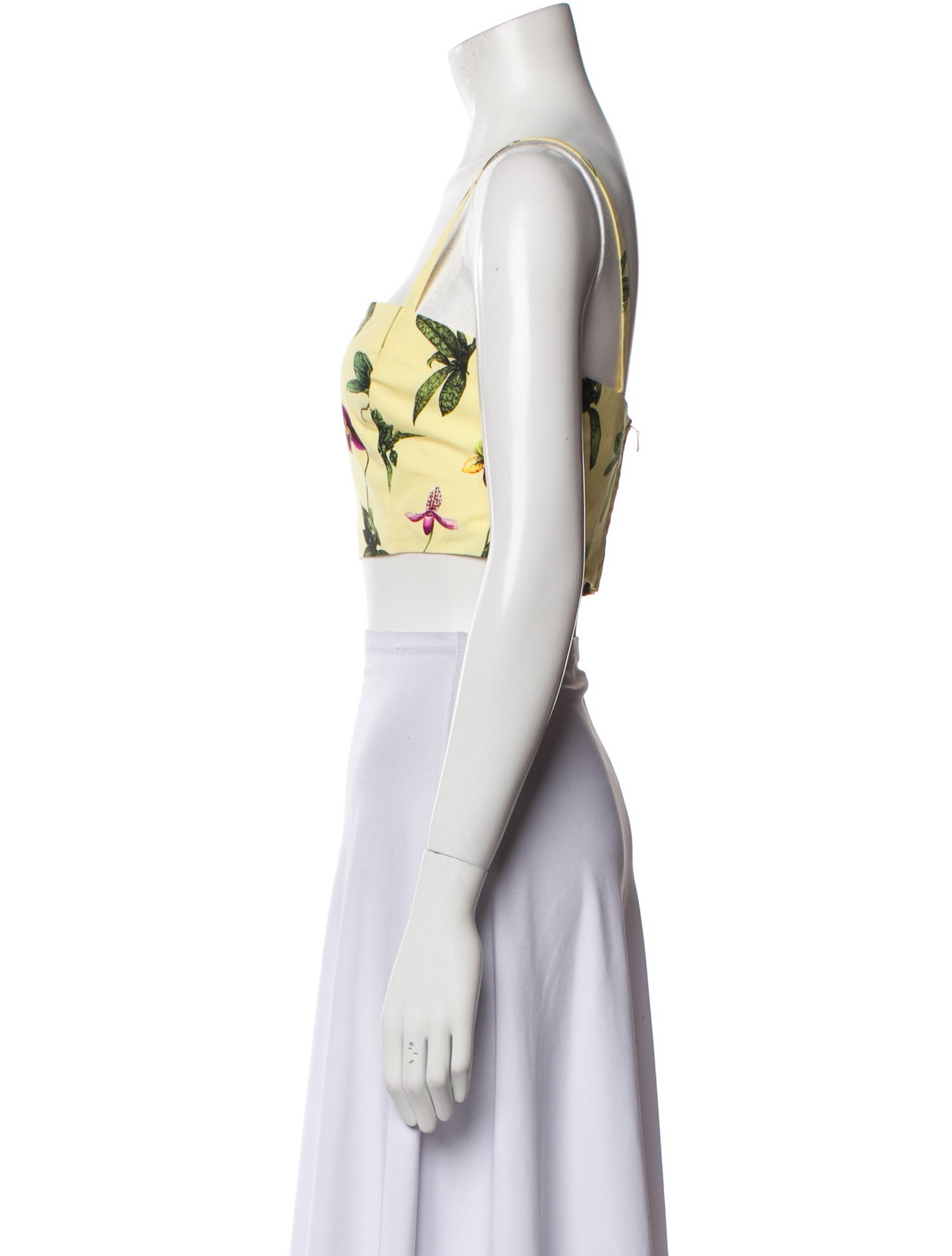 Oscar de la Renta Printed Square Neckline Crop Top w/ Tags