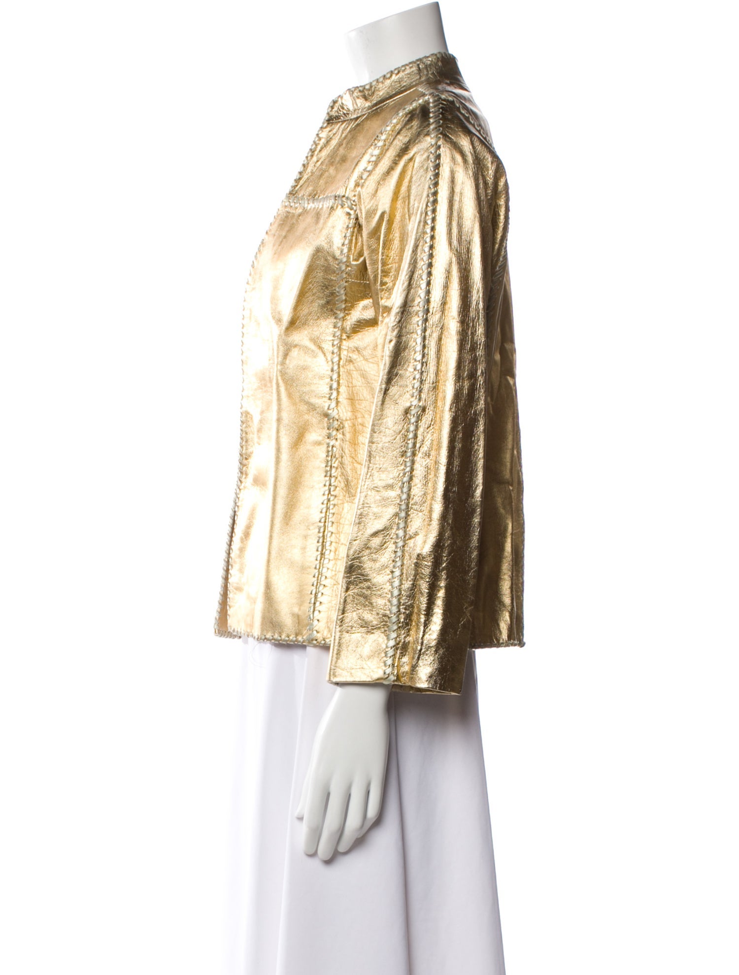 Oscar de la Renta Leather Printed Evening Jacket