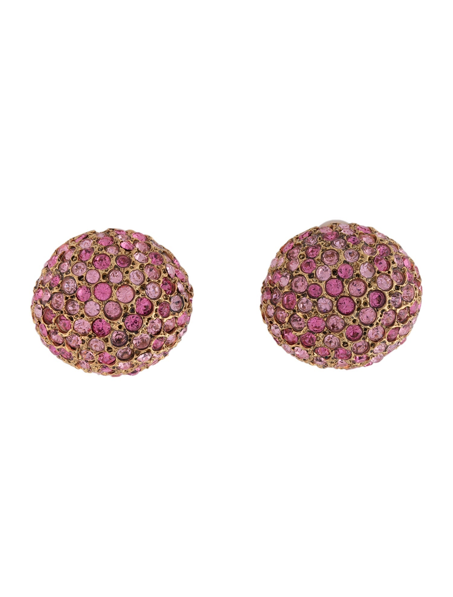 Oscar de la Renta Pave Crystal Dome Clip-On Earrings