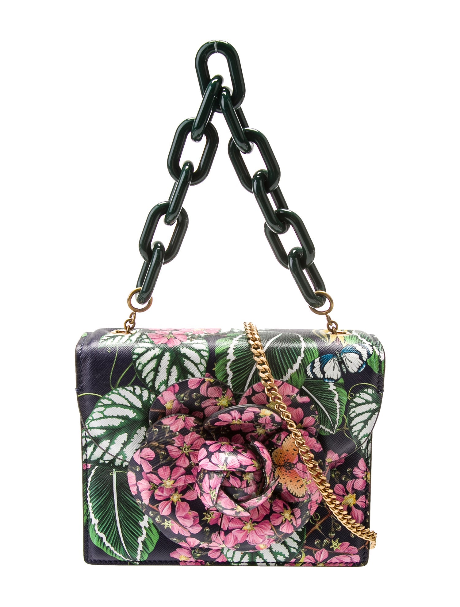 Oscar de la Renta Leather Top Handle Bag