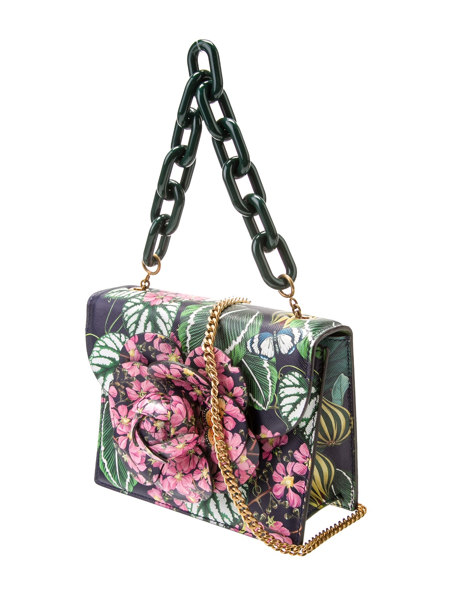 Oscar de la Renta Leather Top Handle Bag