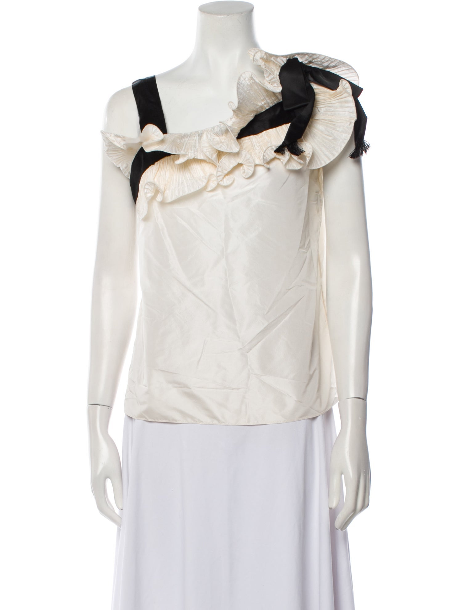 Oscar de la Renta Silk One-Shoulder Blouse